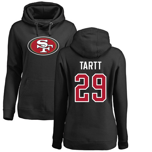 San Francisco 49ers Black Women Jaquiski Tartt Name and Number Logo #29 Pullover NFL Hoodie Sweatshirts->women nfl jersey->Women Jersey